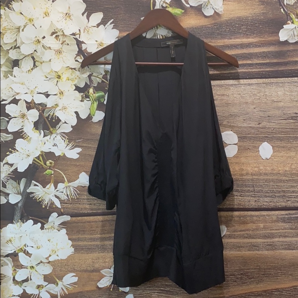 BCBGMAXAZRIA Silk Cold-Shoulder Blouse